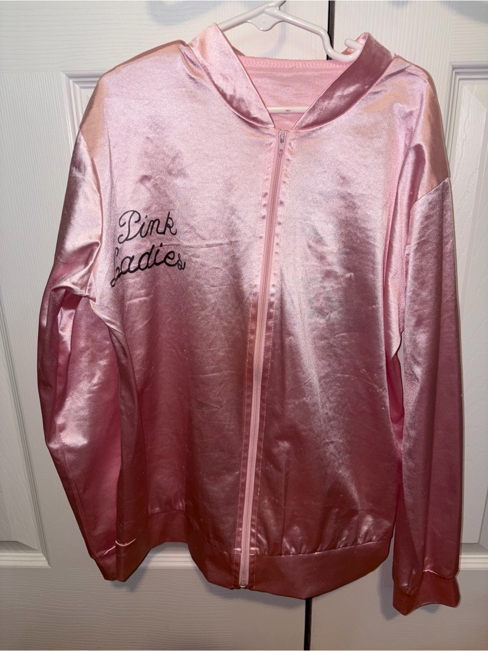 Pink Ladies Satin-Look Pink Jacket - Zip Front women xs